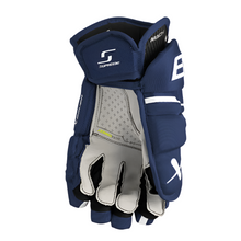 Load image into Gallery viewer, Bauer Supreme Mach Hockey Gloves Senior 2023 navy front (palm) of left glove