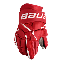 Load image into Gallery viewer, Bauer Supreme Mach Hockey Gloves Senior 2023 red back of right glove