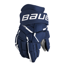 Load image into Gallery viewer, Bauer Supreme Mach Hockey Gloves Intermediate 2023 navy back of right glove