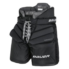 Load image into Gallery viewer, tilted front view black Bauer S23 Elite Ice Hockey Goalie Pants - Intermediate
