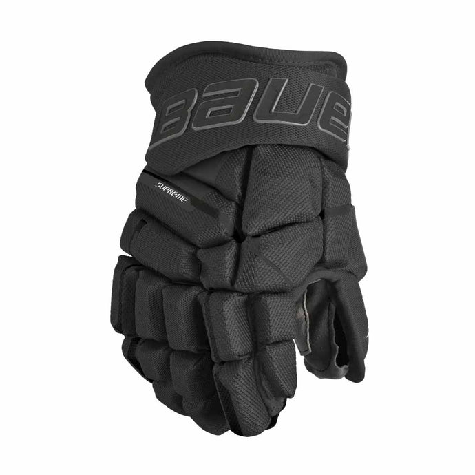 Full black top view Bauer S23 Supreme Matrix Ice Hockey Gloves - Intermediate