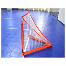 Load image into Gallery viewer, side view of net inside gym Bownet 4&#39; x 4&#39; Box Lacrosse Goal
