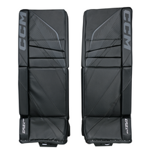 Load image into Gallery viewer, CCM Goalie Leg Pads CCM EFLEX 6.9 (Source Exclusive) Intermediate Black/Black 2023 front of both pads