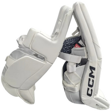 Load image into Gallery viewer, CCM Goalie Leg Pads CCM EFLEX 6.9 (Source Exclusive) Intermediate White/White 2023 side facing right of both pads