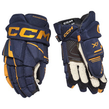 Load image into Gallery viewer, CCM Hockey Protective Gear CCM Tacks XF Hockey Gloves Senior 2024 Navy Sunflower