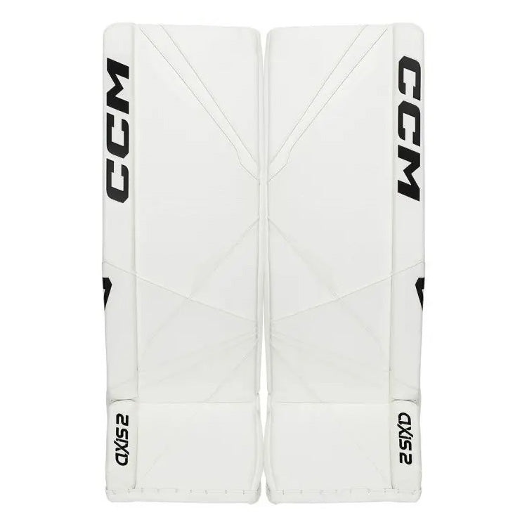front view white CCM Axis 2 Ice Hockey Goal Pads - Senior