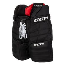 Load image into Gallery viewer, tilted front view black CCM S22 YTFlex 3 Ice Hockey Goalie Pants - Youth
