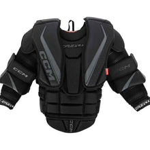 Load image into Gallery viewer, front view black CCM S23 Extreme Flex E6.5 Ice Hockey Goalie Chest Protector - Junior
