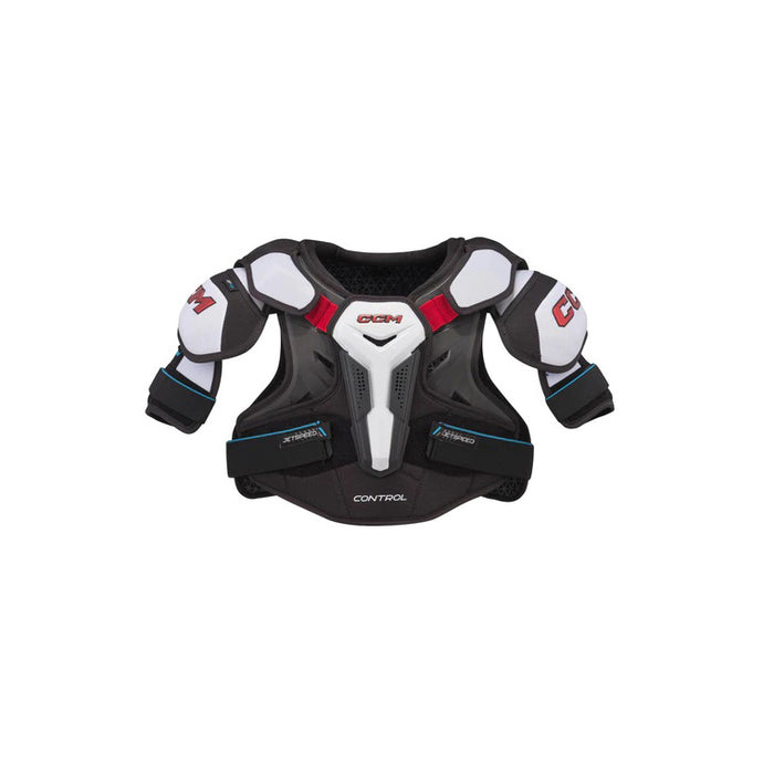 front view red white CCM S23 Jetspeed Control Ice Hockey Shoulder Pads