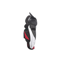 Load image into Gallery viewer, outside view black white red CCM S23 Jetspeed Vibe Ice Hockey Shin Guards - Senior
