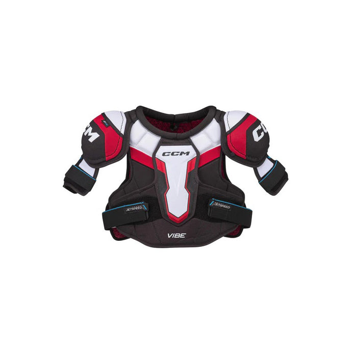 chest protection view white red black CCM S23 Jetspeed Vibe Ice Hockey Shoulder Pads - Senior