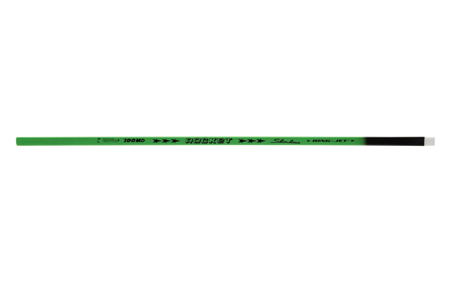 full view green black Ring-Jet Rocket Slimline Ringette Stick - 50in. Green/Black