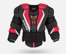 Load image into Gallery viewer, front view black CCM S23 Extreme Flex 6 Ice Hockey Goalie Chest Protector - Senior

