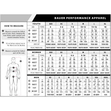 Load image into Gallery viewer, size chart for Bauer Hockey Core Athletic Shorts (Youth)
