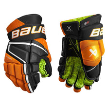 Load image into Gallery viewer, Picture of the black and orange Bauer S22 Vapor 3X Ice Hockey Gloves (Junior)
