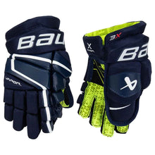 Load image into Gallery viewer, Picture of the navy Bauer S22 Vapor 3X Ice Hockey Gloves (Junior)
