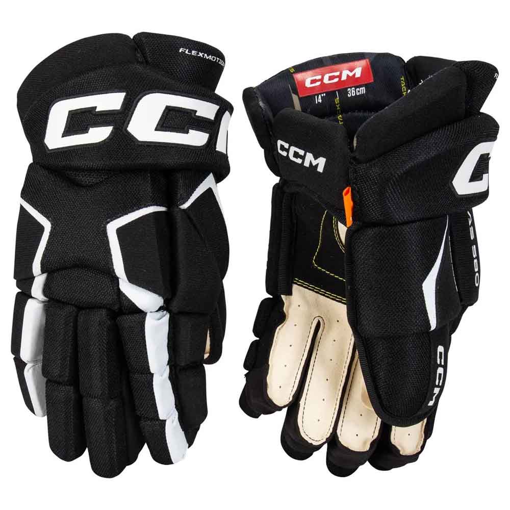 Picture of the black and white CCM S22 Tacks AS 580 Ice Hockey Gloves (Senior)