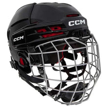 Load image into Gallery viewer, Picture of the black CCM Tacks 70 Combo Ice Hockey Helmet (Junior)
