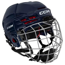 Load image into Gallery viewer, Picture of the navy CCM Tacks 70 Combo Ice Hockey Helmet (Junior)
