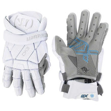 Load image into Gallery viewer, Full front and back picture of the white Warrior EVO QX2 Lacrosse Gloves
