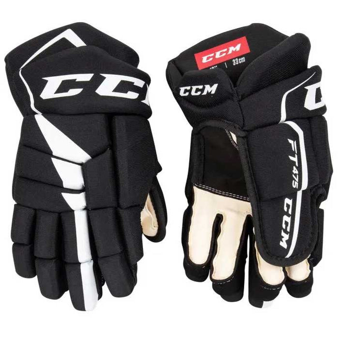 Full front and back picture of the CCM Jetspeed FT475 Ice Hockey Gloves (Senior)
