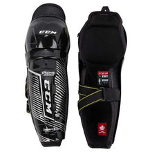 Load image into Gallery viewer, Full front and back picture of the CCM S21 Tacks 9550 Ice Hockey Shin Guards (Youth)
