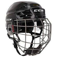 Load image into Gallery viewer, Full front picture of black CCM Tacks 310 Combo Ice Hockey Helmet
