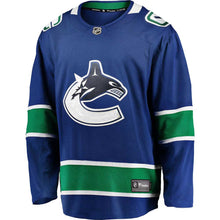 Load image into Gallery viewer, Picture of the front of the Vancouver Canucks 2019 Fanatics Men&#39;s Breakaway NHL Hockey Jersey
