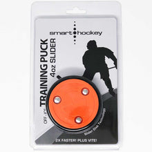 Load image into Gallery viewer, Picture of the orange Smarthockey 4oz. Slider Off-Ice Hockey Training Puck
