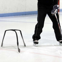 Load image into Gallery viewer, Another picture of the Snipers Edge Hockey Attack Triangle in use at the arena
