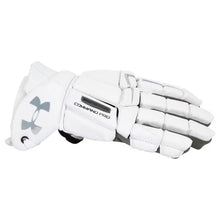 Load image into Gallery viewer, Backhand picture of the white Under Armour Command Pro 3 Lacrosse Goalie Gloves
