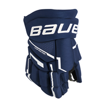 Load image into Gallery viewer, Bauer Supreme Mach Hockey Gloves Youth 2023 navy back of right glove
