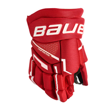 Load image into Gallery viewer, Bauer Supreme Mach Hockey Gloves Youth 2023 red back of right glove
