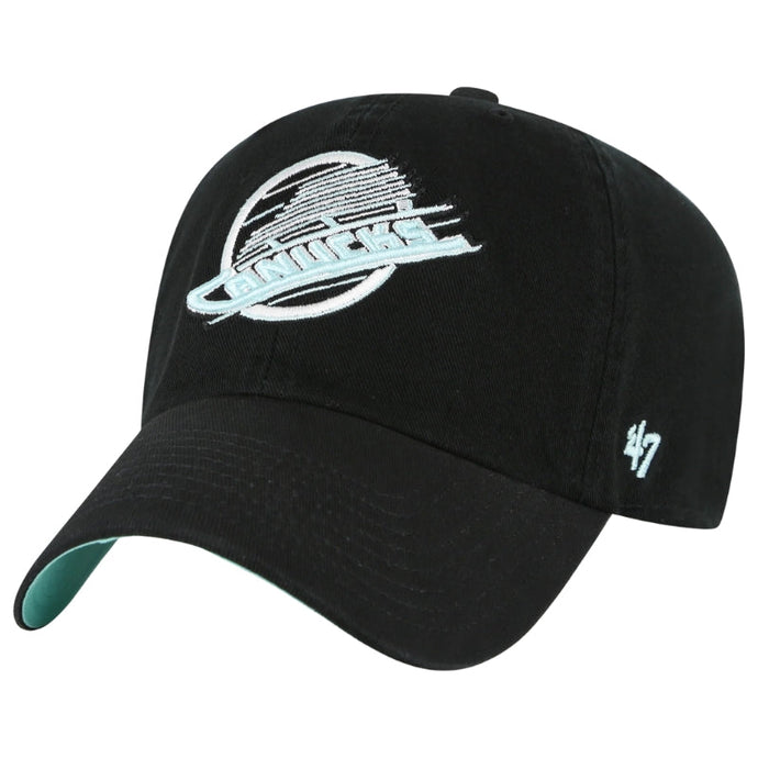 47 Brand Sports Fan Accessories 47 Brand NHL Black Mint Double Under Clean Up Cap Vancouver Canucks