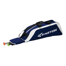 Load image into Gallery viewer, Easton E100T Tote Baseball Bag Youth royal showing 2 bats protruding from the zippered bat slot
