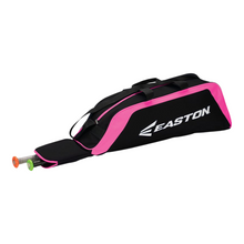 Load image into Gallery viewer, Easton E100T Tote Baseball Bag Youth pink showing 2 bats protruding from the zippered bat slot
