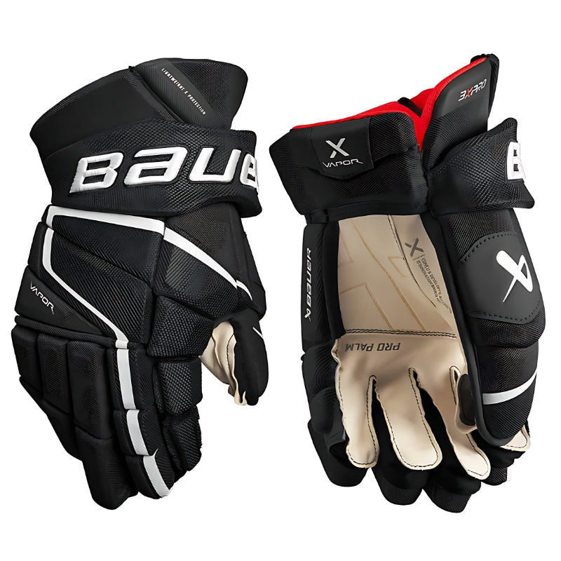 Bauer Hockey Gloves Bauer Vapor 3X Pro Senior Hockey Gloves 14 Black White