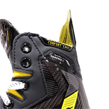 Load image into Gallery viewer, Bauer Hockey Skates Bauer S22 Supreme Matrix Junior Black side facing left close-up of laces, tongue, and ankle guard
