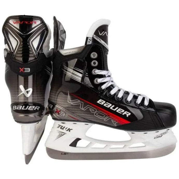 Bauer Hockey Skates Bauer S23 Vapor X3 Senior Black back of one skate and side of the other facing right