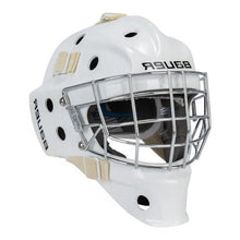 Load image into Gallery viewer, tilted front view white Bauer S20 930 Ice Hockey Goalie Mask - Youth
