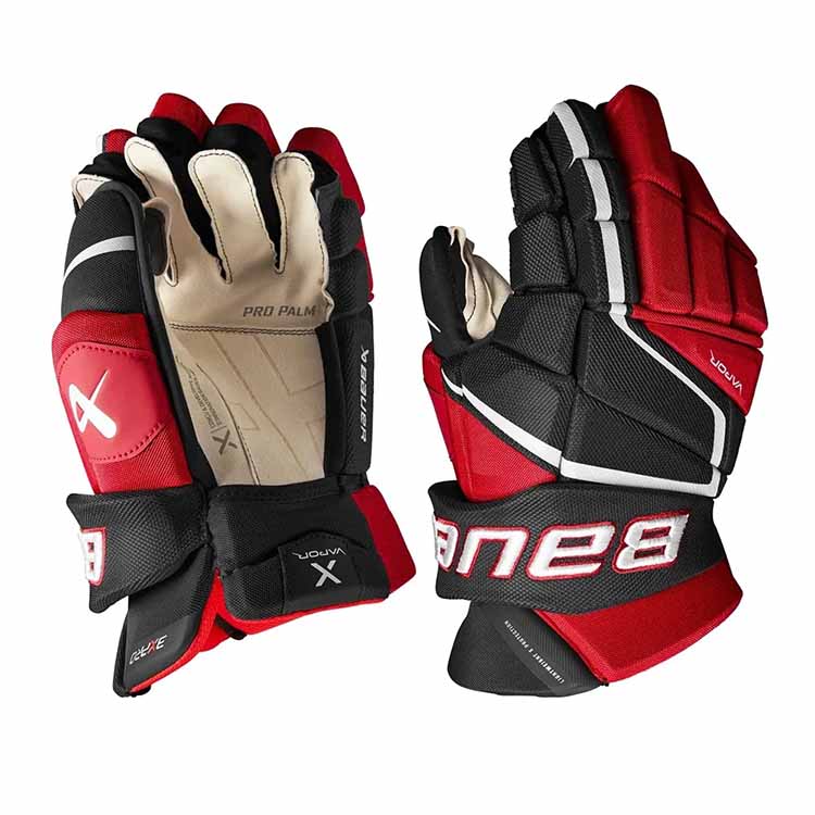 Bauer S22 Vapor 3X Pro Ice Hockey Gloves - Senior Black/Red 14in.