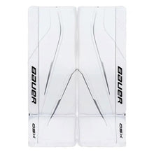 Load image into Gallery viewer, front view white Bauer S23 GSX Ice Hockey Goalie Pads - Junior
