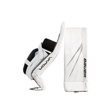 Load image into Gallery viewer, front and side view white Bauer S23 Vapor Hyperlite2 Ice Hockey Goal Leg Pads - Senior
