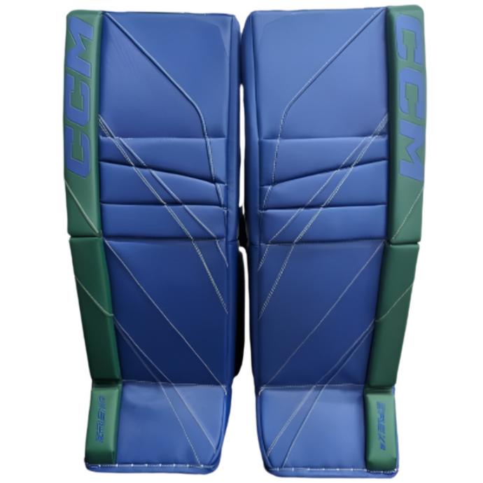 CCM Goalie Leg Pads CCM EFLEX 6 Intermediate Royal/Green front of both pads