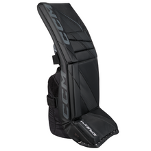 Load image into Gallery viewer, CCM Goalie Leg Pads CCM EFLEX 6.9 (Source Exclusive) Intermediate Black/Black 2023 side front facing right of right pad
