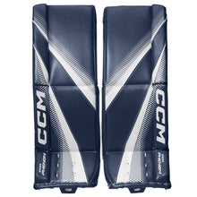 Load image into Gallery viewer, CCM Goalie Leg Pads CCM Phenom Source Exclusive (2025) Junior White/Navy front
