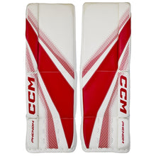 Load image into Gallery viewer, CCM Goalie Leg Pads CCM Phenom Source Exclusive (2025) Junior White/Red front
