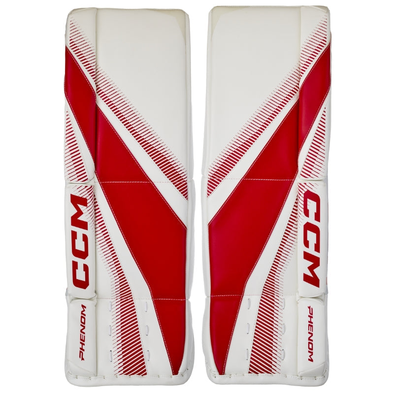 CCM Goalie Leg Pads CCM Phenom Source Exclusive (2025) Junior White/Red front