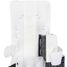 Load image into Gallery viewer, CCM Goalie Leg Pads CCM S23 Extreme Flex 6 Senior White/White/White/White close-up of upper half of back of left pad, open showing interior
