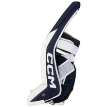 Load image into Gallery viewer, CCM Goalie Leg Pads CCM S23 Extreme Flex E6.5 Junior White/White/Navy/Navy side of left pad facing left
